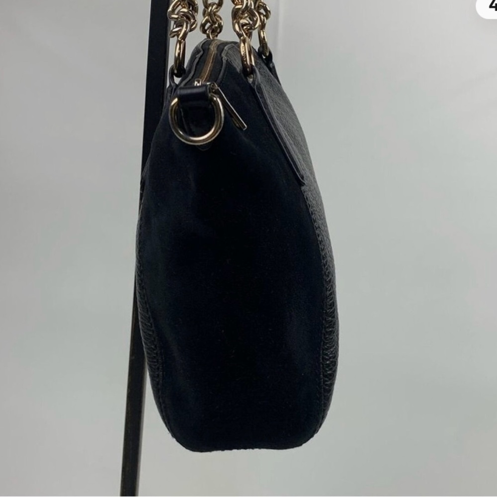 Coach Black Leather and Suede Shoulder Bag with Gold Hardware - Picture 7 of 16